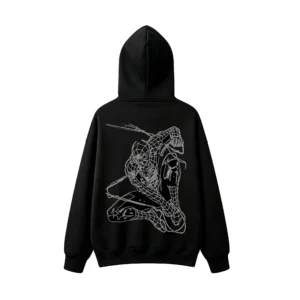 连帽黑背面展示 SUDADERA CON CAPUCHA SPIDER-MAN DOBLE ESTAMPADO TRAZO DE CÓMIC