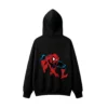连帽黑背面展示 BUZO CON CAPUCHA UNISEX SPIDERMAN, ESTAMPADO DOBLE FRENTE Y ESPALDA, ESTILO CÓMIC VINTAGE