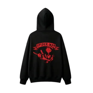 BUZO CON CAPUCHA UNISEX SPIDERMAN, ESTAMPADO FRENTE Y ESPALDA EFECTO VINTAGE