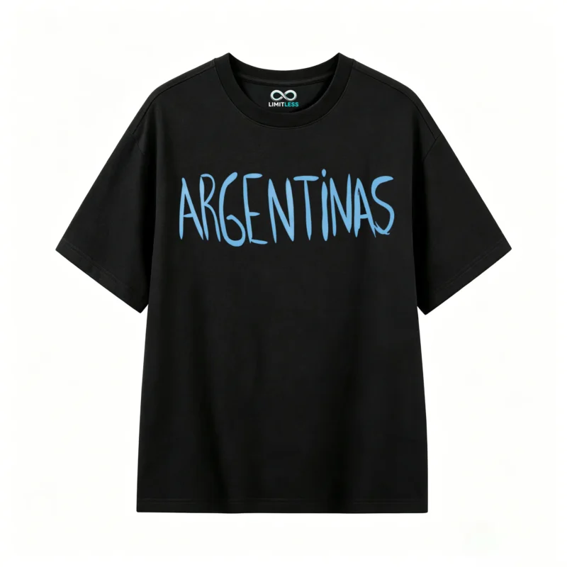 REMERA DE ALGODÓN DOBLE ESTAMPADO CON LEYENDA LAS MALVINAS SON ARGENTINAS