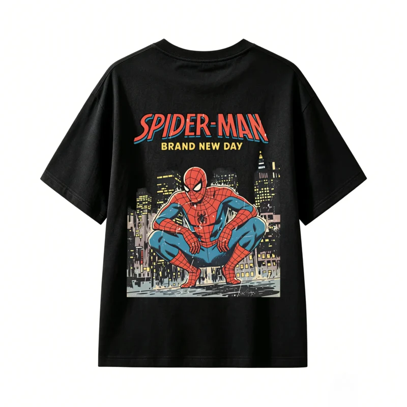 REMERA ALGODÓN SPIDER-MAN ESTAMPADO DOBLE ESTILO CÓMIC RETRO UNISEX